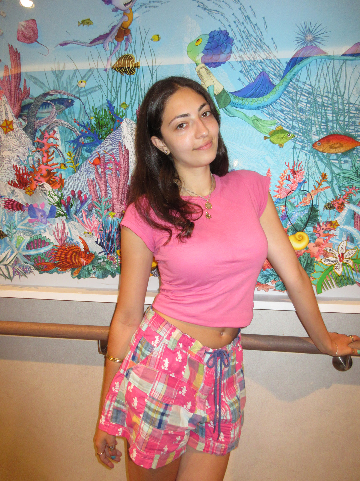 Pink Mickey Patch-work Shorts